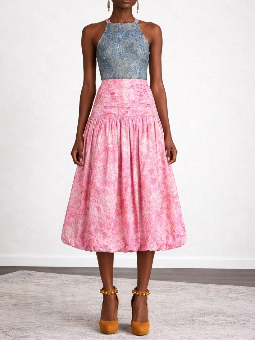 ULLA JOHNSON ROSELANI SKIRT IN CAMELLIA FLORAL